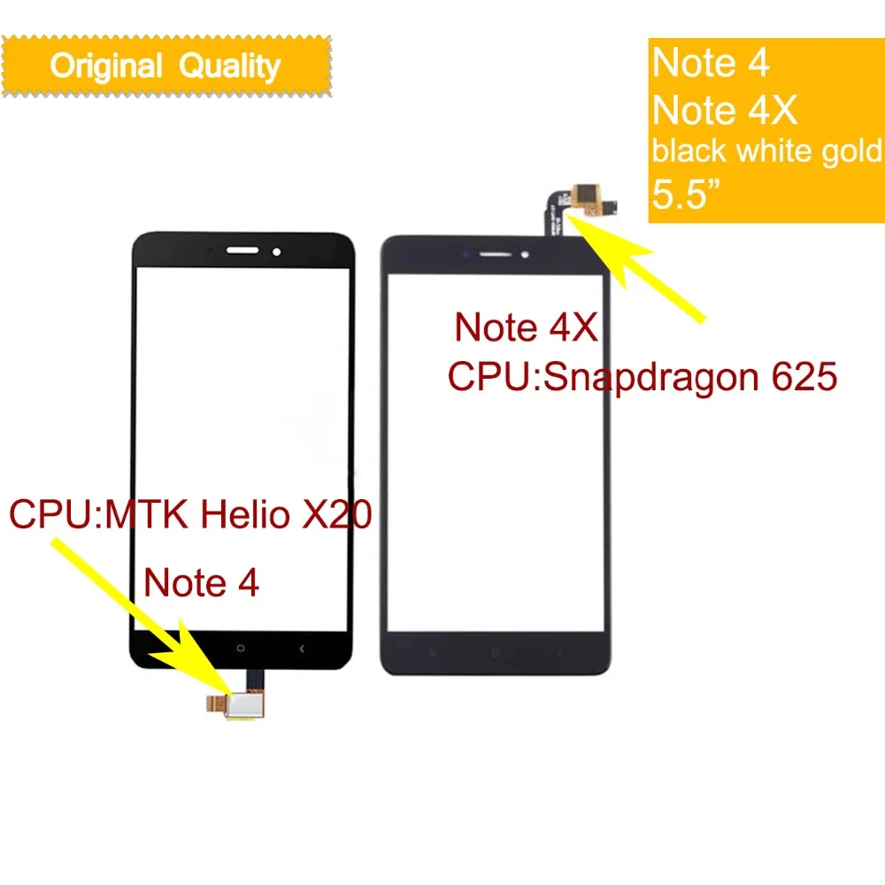 10Pcs/Lot For XIAOMI Note 4 MTK Helio X20 Touch Screen Digitizer For Redmi Note 4X Snapdragon 625 Touch Panel LCD Glass Lens