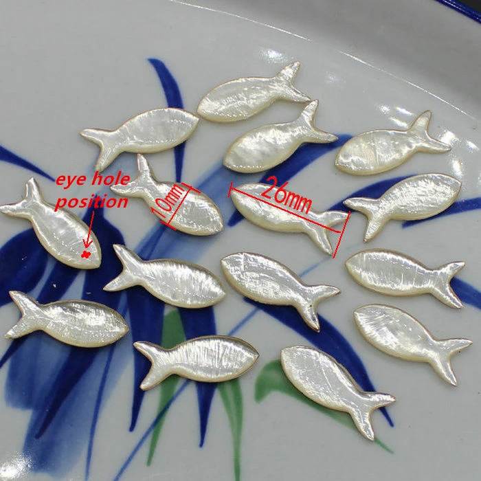 10pc 26x10mm Capic Shell Fish 3d Carved Natural Mother Of Pearl Shell Beads DIY Findings Loose Bead For Jewelry Making DYL0015