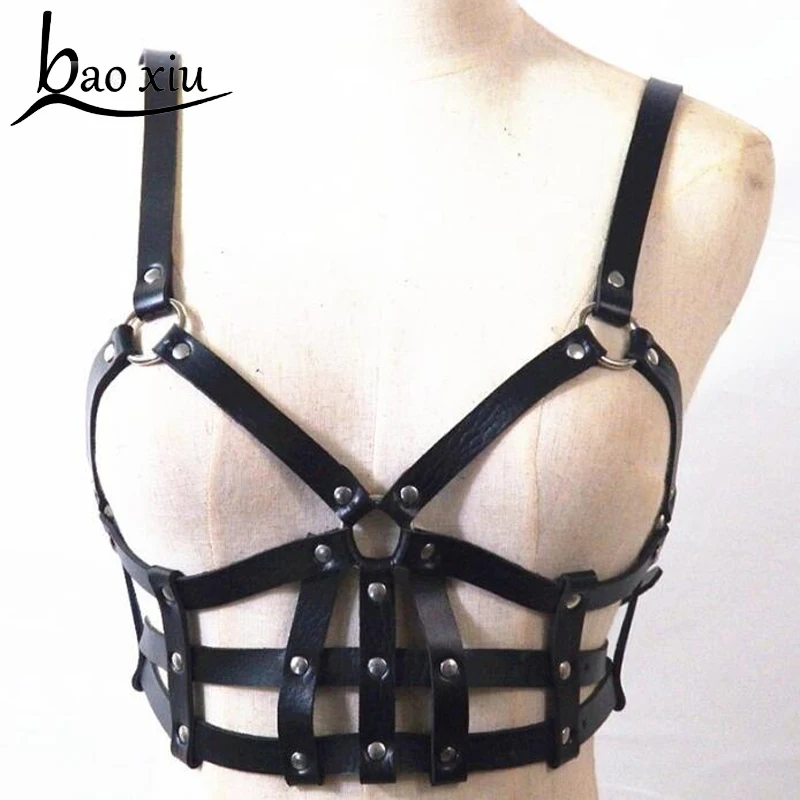 

2019 Gothic Suspender Women strap Unisex Leather Harness Body Bondage Cage Belt Waist Belt Straps Adjustable Buckle Garter Belts