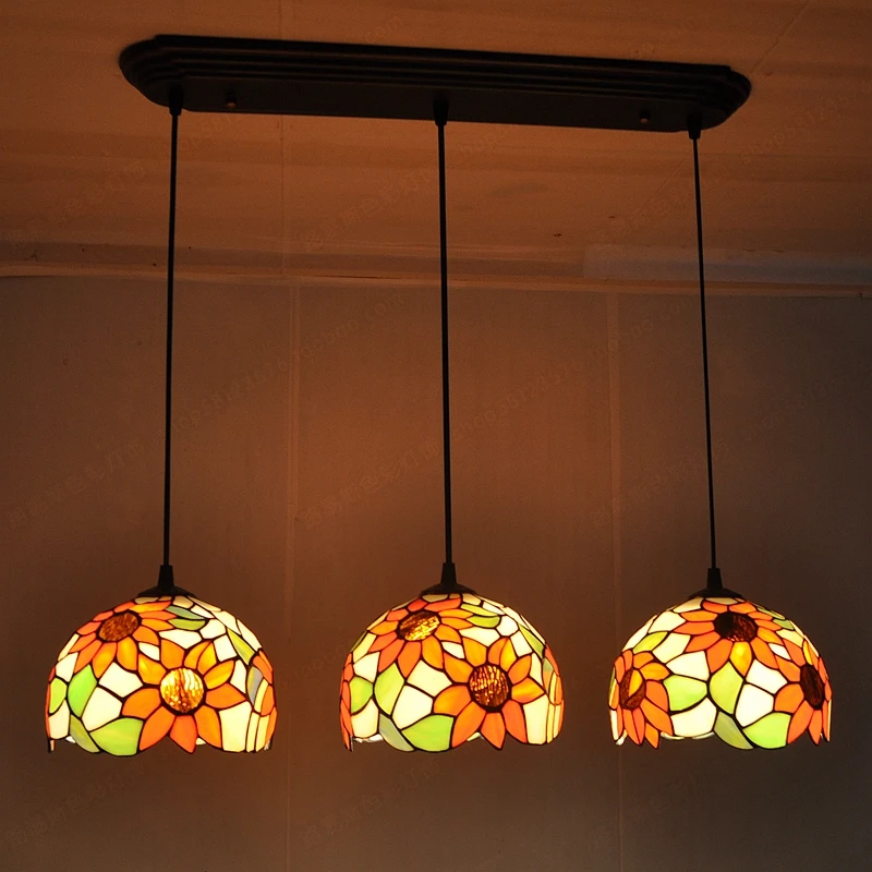 3 Sunflowers United Nordic Pastoral Antique Chandelier Tiffany Stained Glass Restaurant Bar Windows And Modern Lighting