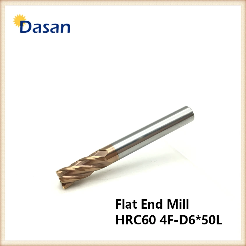 5mm 6mm End Mill HRC60 4Flute Spiral Solid Carbide Regular Length Flat CNC Lathe Tool Milling Cutter