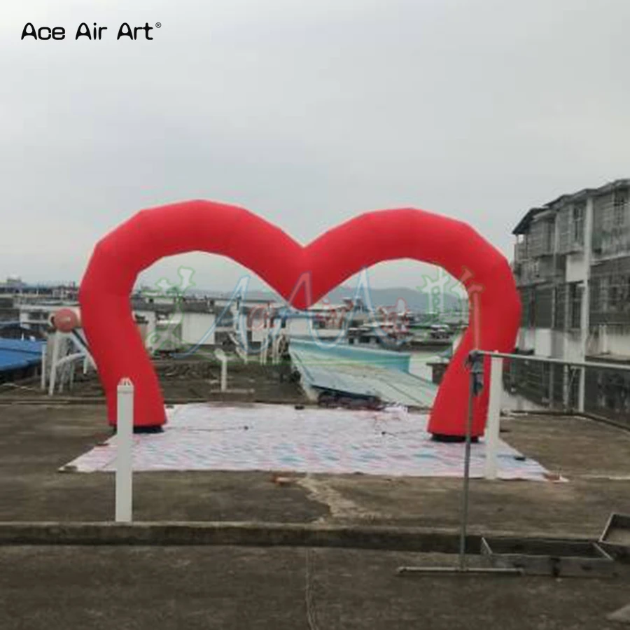 Nice Red Free Standing Inflatable Heart Shaped Arch Inflatable Love Heart Shaped Archway For Wedding/Valentine'S Day Decoration