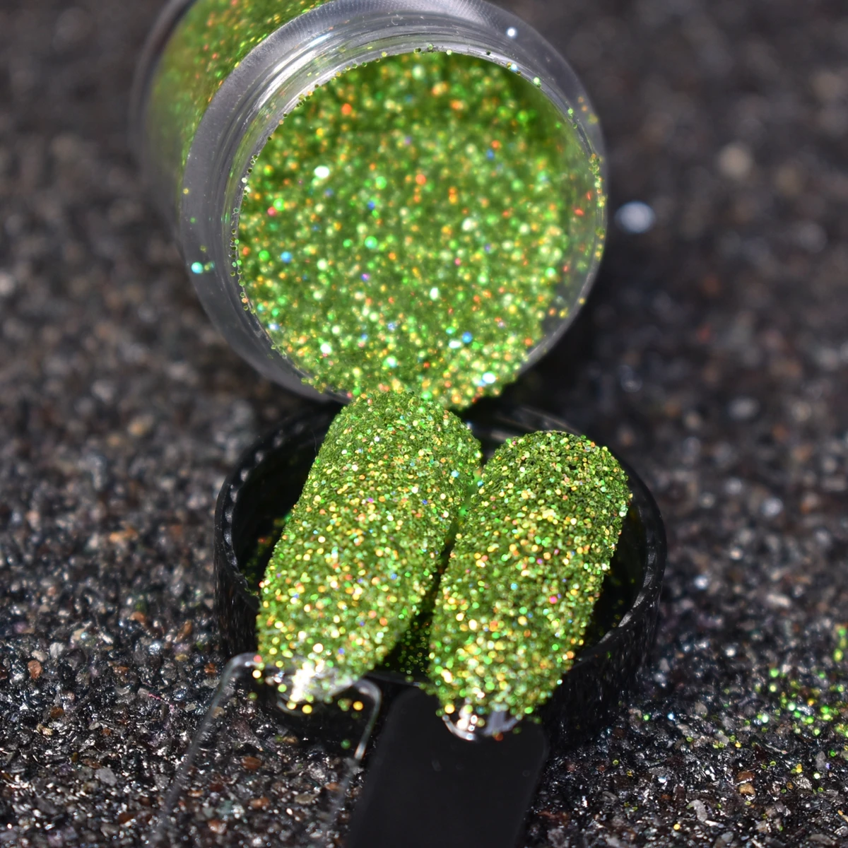 Diy Gel Polish Nail Art Glitter Holografische Sparkly Green Nagels Glitter Poeder In Duidelijke Pot 5.5G/Fles