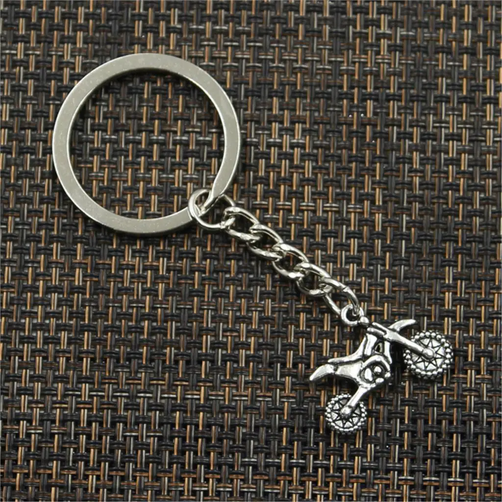 New Fashion Men 30mm Keychain DIY Metal Holder Chain Vintage Motorcycle Motorcross 17x23mm Silver Color Pendant Gift