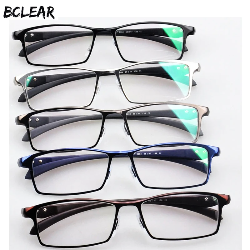 BCLEAR Men Titanium Alloy Eyeglasses Frame Eyewear Flexible Temples Legs IP Electroplating Alloy Material,Full Rim and Half Rim