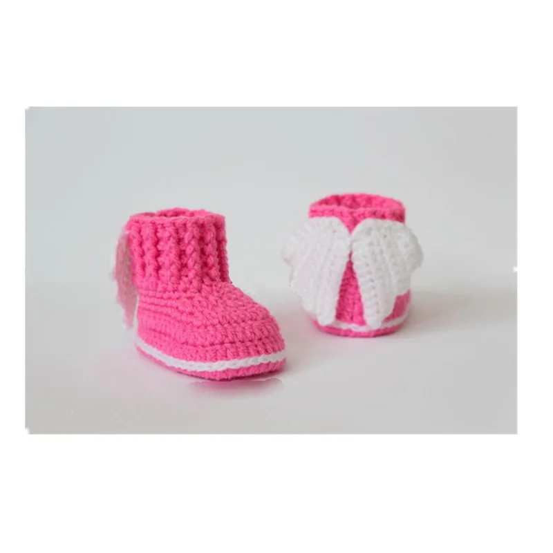 ,Crochet baby booties, baby shoes, winter boots, socks, wings, angel, white, pink, baby shower gift 10Cm 9cm,11cm