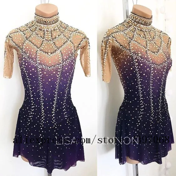 

Purple Ice Skating Dress Women Girls Figure Skating Dresses Adult Competition Figure Skating Dresses Kids Free Shipping Q074