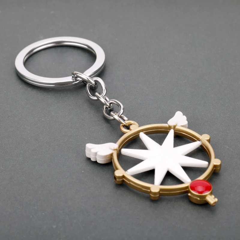 dongsheng Anime Cardcaptor Sakura Keychain Star Wings Card Captor Sakura Key Cover Kawaii Keychains Metal Key Cap Covers -50