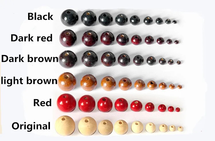 100pcs/lot 4/6/8/10/12/14mm Round Wooden Beads Fits Necklace Bracelet Charm Loose Space Beads Tire Ball For Jewelry Making Z244