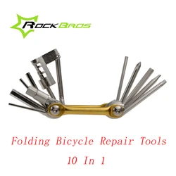 ROCKBROS Multifunctional Bicycle Repair Folding Tools Sets Kit Wrench Screwdriver Chain Cutter Portable MTB Bike Accessories