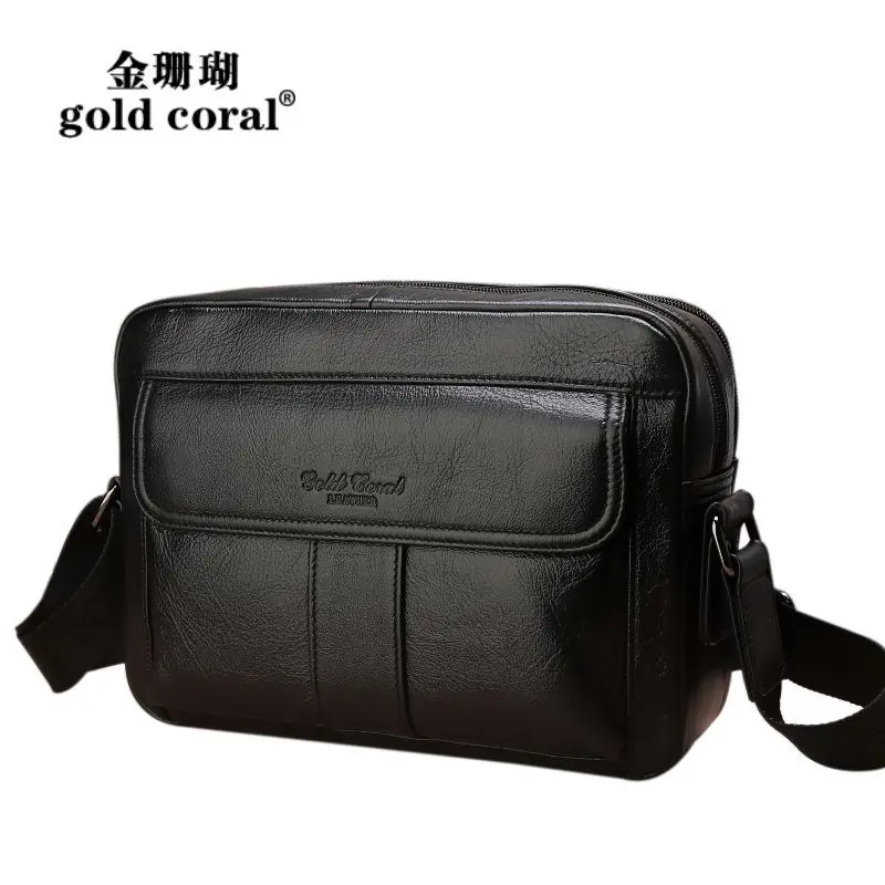 Vintage Genuine Leather Shoulder Bag Men Messenger Bags Business Briefcase Male Travel Handbags iPad Tablet Bags Crossbody bag