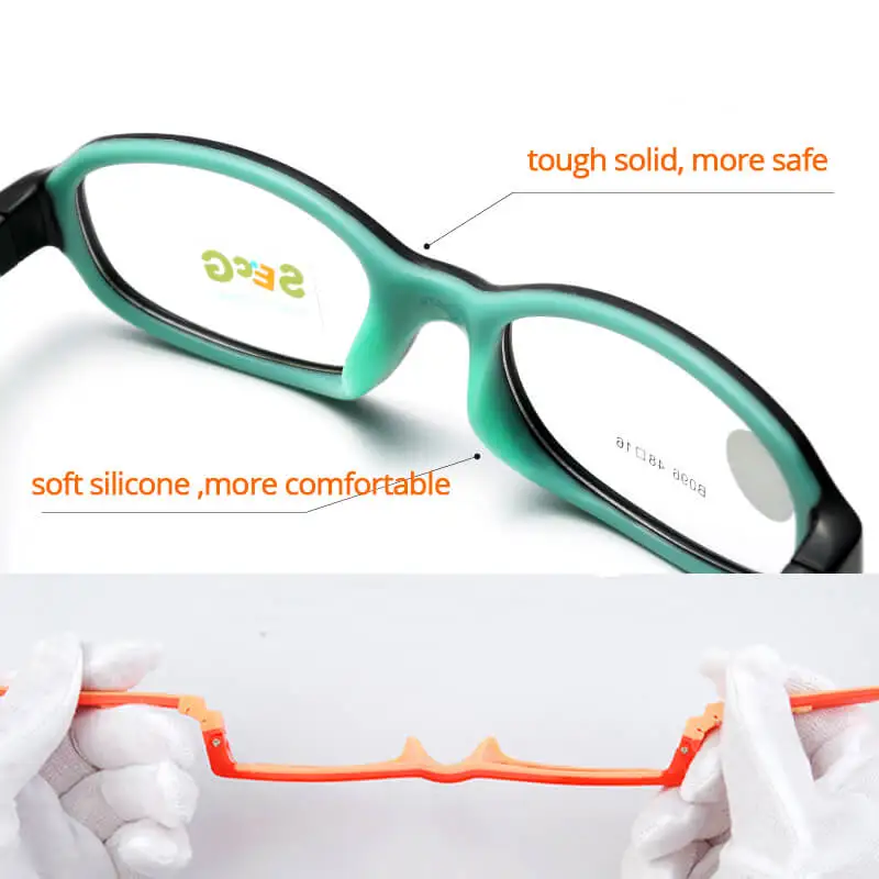 SECG Cute Round Kids Glasses Frame Silicone Optical Myopia Detachable Solid Flexible Soft Children Glasses Eyewear Spectacles