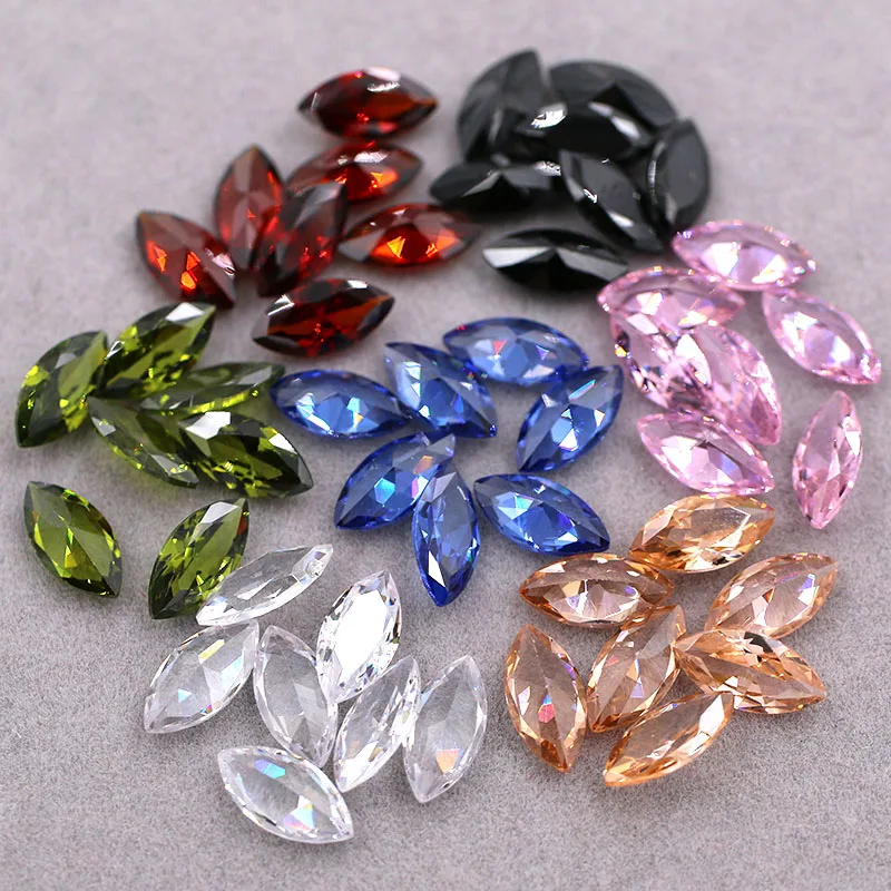 New 5x10mm Leaf shape Zircon strass artificial gemstone Pointback glass crystal rhinestones for nail earring necklace pandent