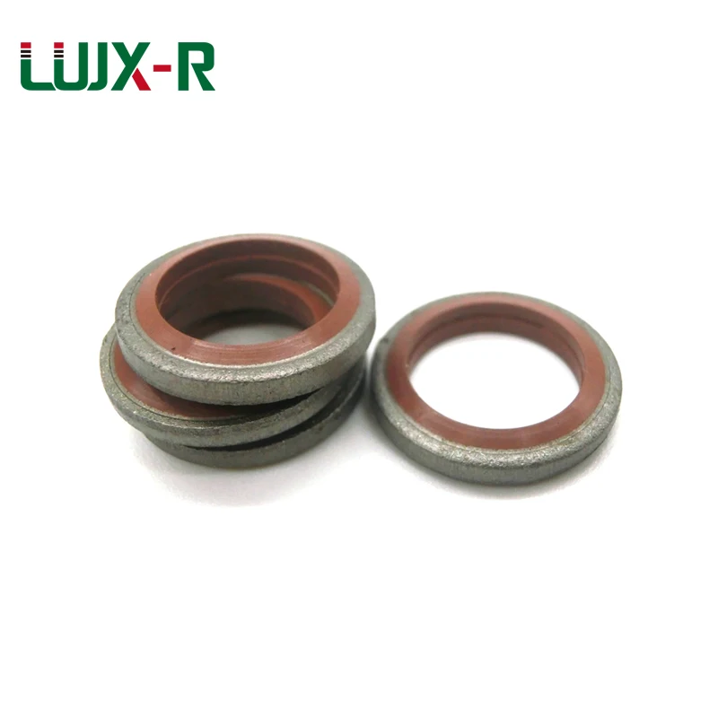 LUJX-R Combined Bonded Washer Seal Gasket FKM Ring M6/8/10/12/14/16/18/20-M60 Corrosion Resistance Galvanized Metal+Fluorine