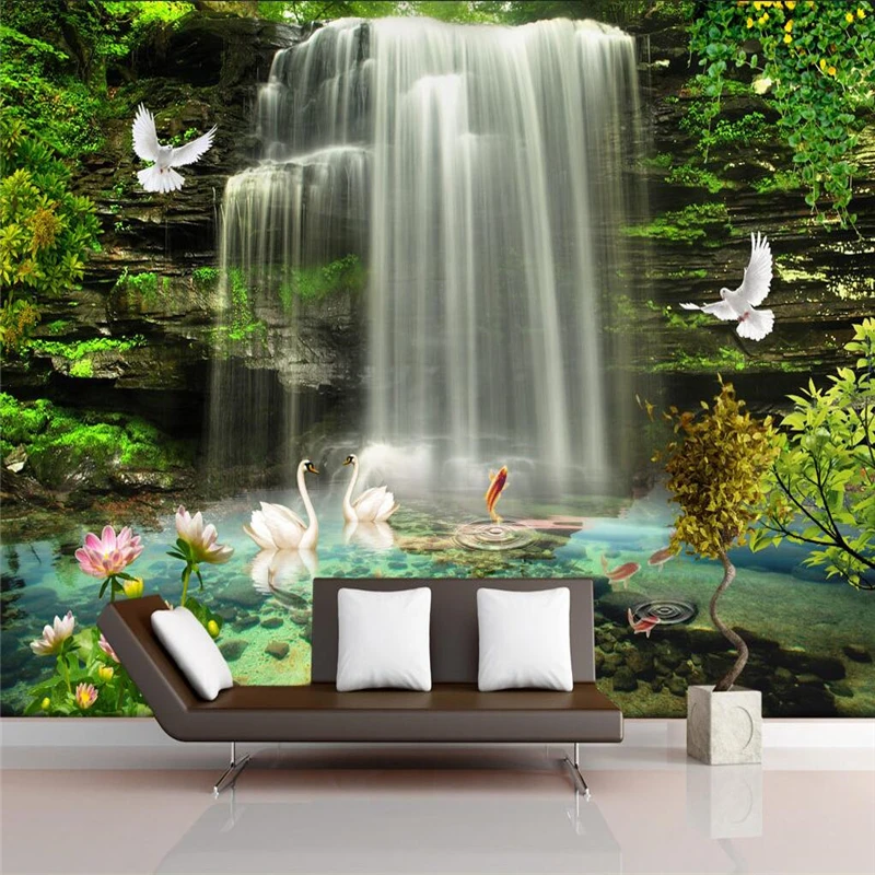 

beibehang Custom mural wallpaper for living room Green Forest creek art Photos background photography bedroom mural wall paper