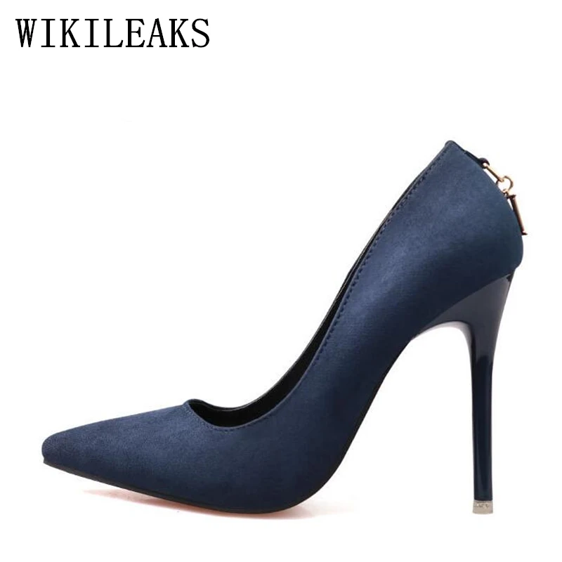 Red Fetish High Heels Shoes Woman 2024 Genuine Suede Leather Women Pumps Thin Spike Heel Pointed Toe Spring Blue Valentine Shoes