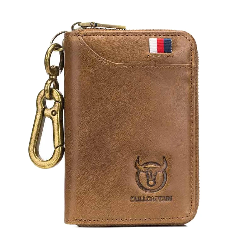 Bullcaptain Leather Men&Women Key Wallet Unisex Rfid Blocking Business Key Case Fashion Card Holder Coin Purse Key Case