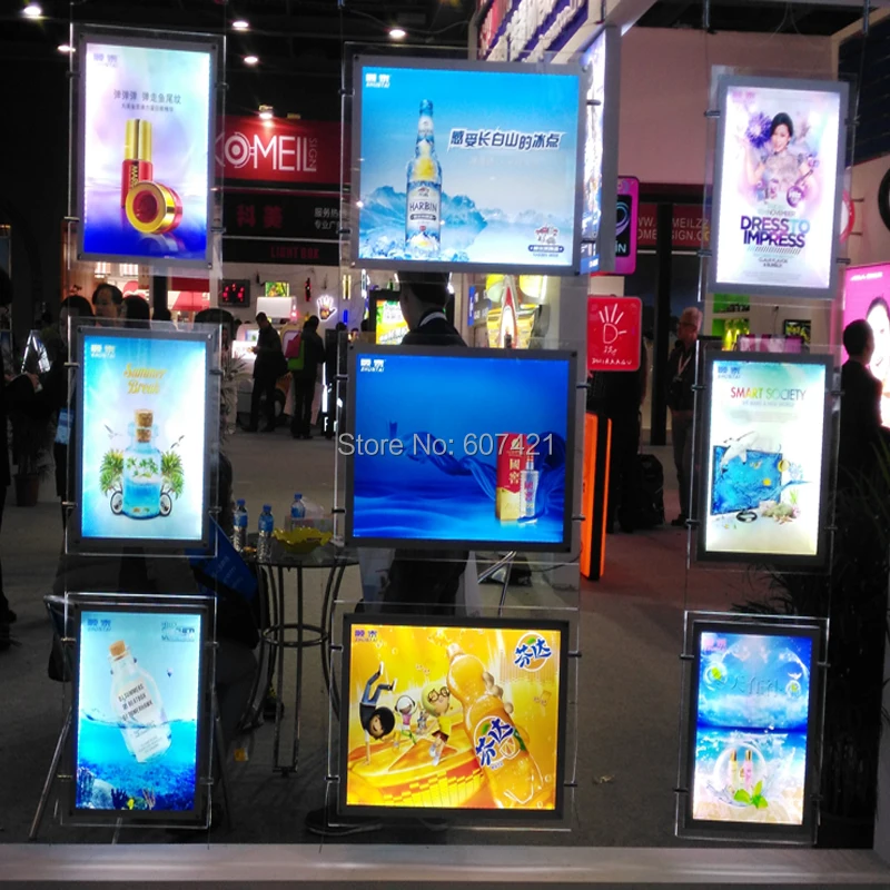 

(10unit/Column) A3 Single Sided Magnetic Framed Light Box,Wire Cable Edge Lit LED Display Panels