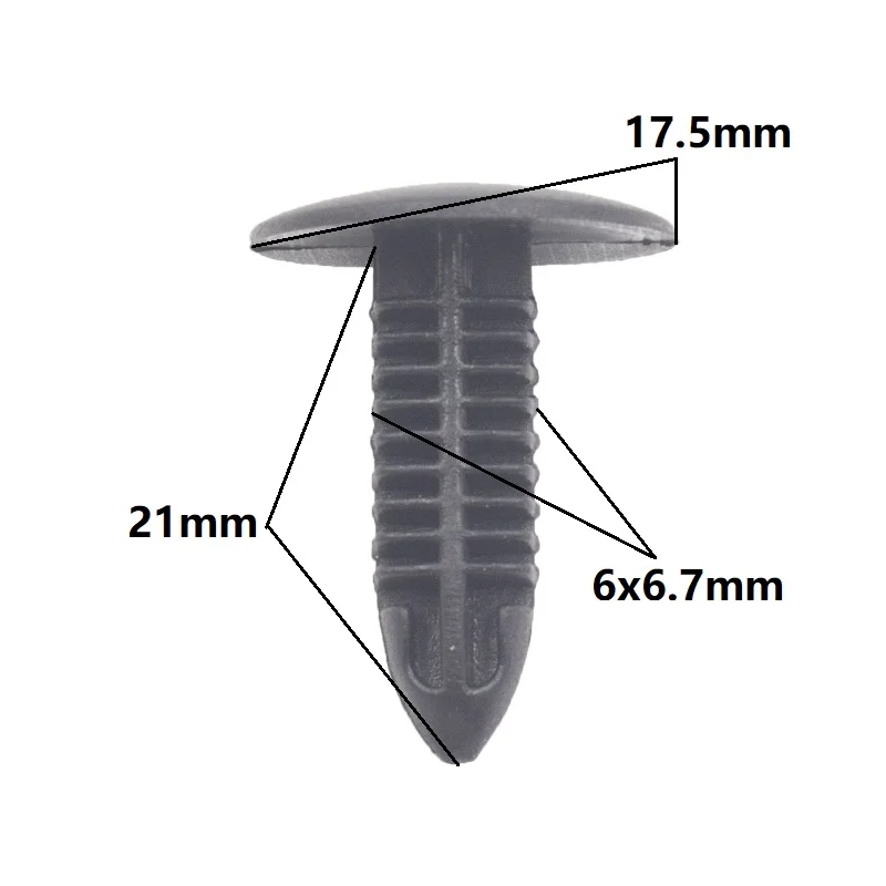 KE LI MI 50Pcs Auto Car Trunk Cover Shield Plastic Rivet Retainer Push in 6x6.7mm Hole Retaining Clip Fastener Trim Panel