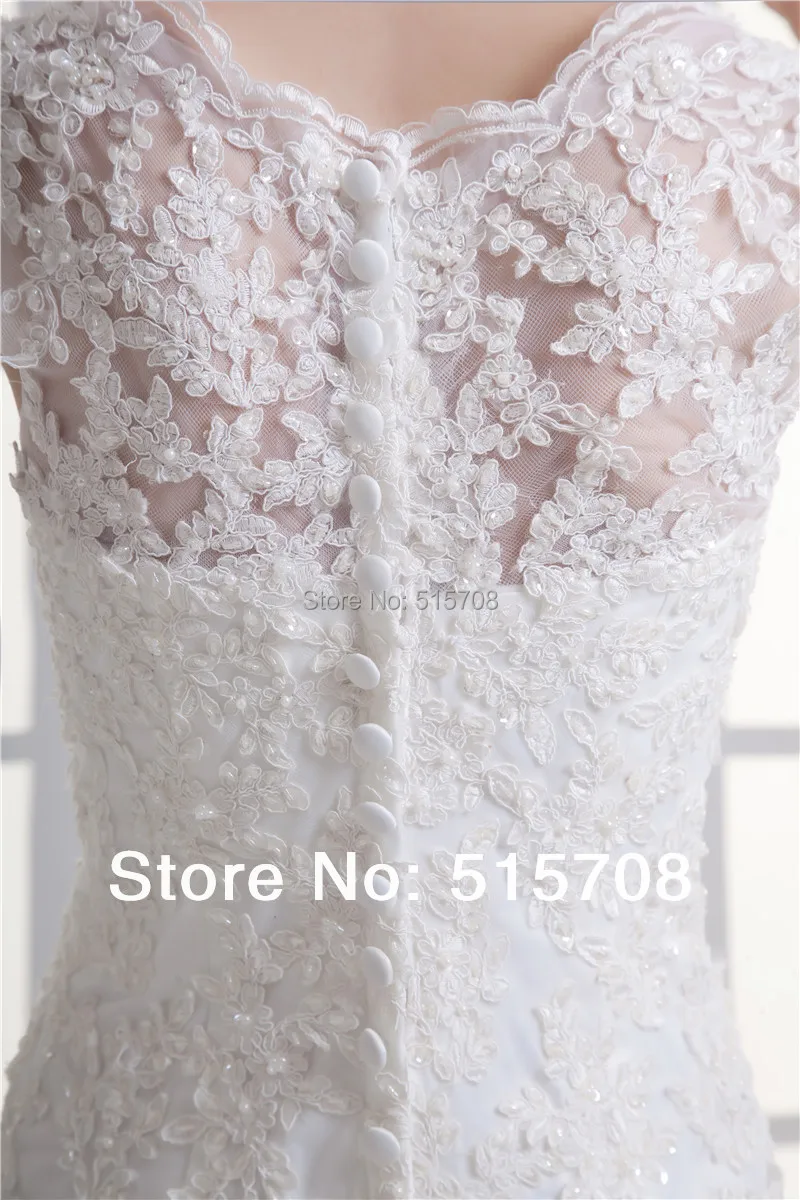 Vestidos de novia elegantes con cuentas de encaje y cuello transparente, vestidos de novia con cremallera, cola de corte, sirena, vestidos de novia personalizados