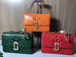 2018 newest design100% real genuine crocodile skin women cross body shouder bag white color crocodile skin orange green purple