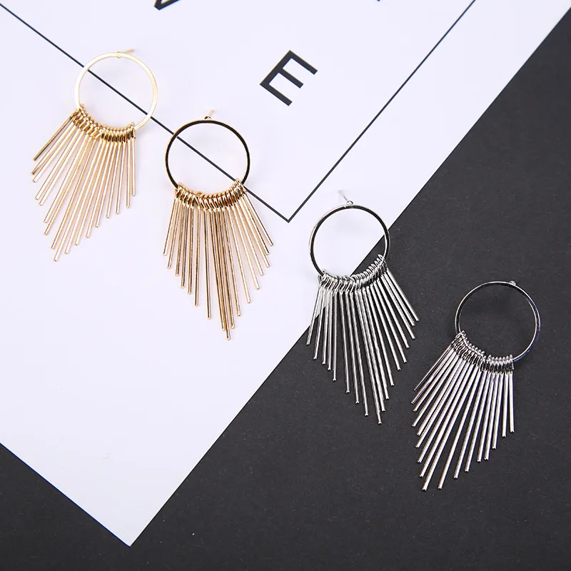 Metal Tassel Earrings for Women Multi-layers Thread Brincos Bijoux Fashion Jewelry Geometric Dangle Earring boucle d'oreille