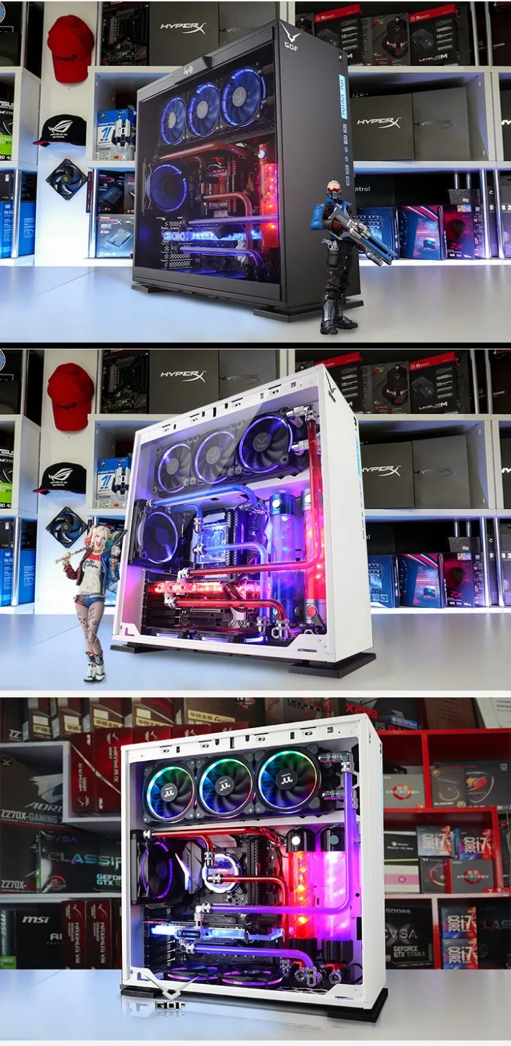 Customized 18.5/21.5/23.6/27 inch monitor display i7 7700k 8G/16GB 1T GX1080 Desktop gaming computer PC with Water cooling case