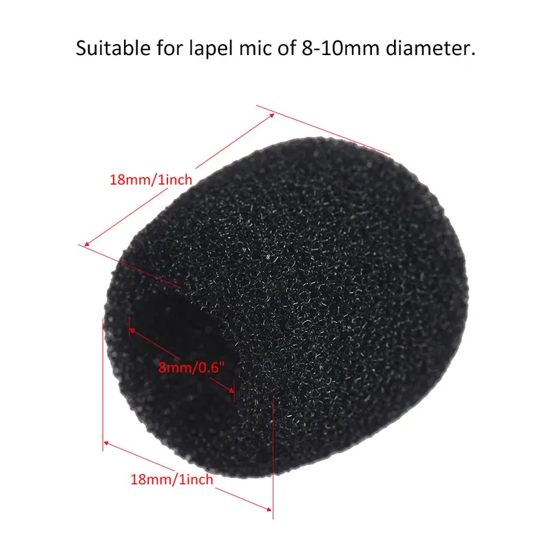 Immagine 4: Mini Mikrofon Parabrezza Risvolto Cuffia Microfono Microfono Copertura in schiuma Nero Confezione da 10