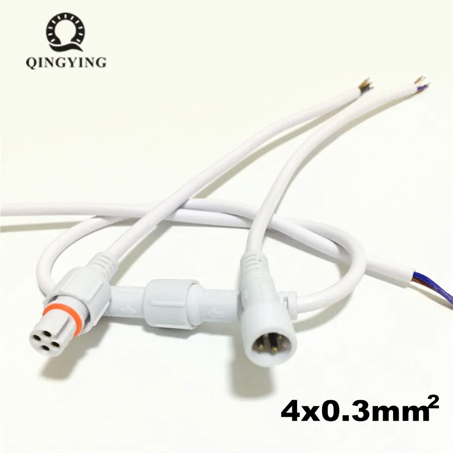 10 pairs 2/3/4 Core 2/3/4 Pin, Male and Female Waterproof LED Connector With 20cm White Cable