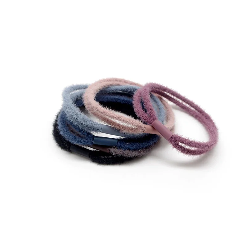 New Woollen Hair Rope Solid Color Cute Simple Style High Elastic Rubber Hair Bands Headband For Children Girls Hair Accessories