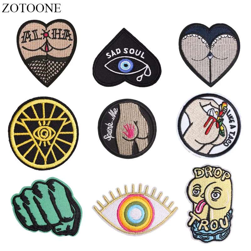 ZOTOONE Iron on Sexy Butt Patches for Clothing Applique Embroidery Eye Heart Patch Stickers on Clothes DIY Jacket Backpack