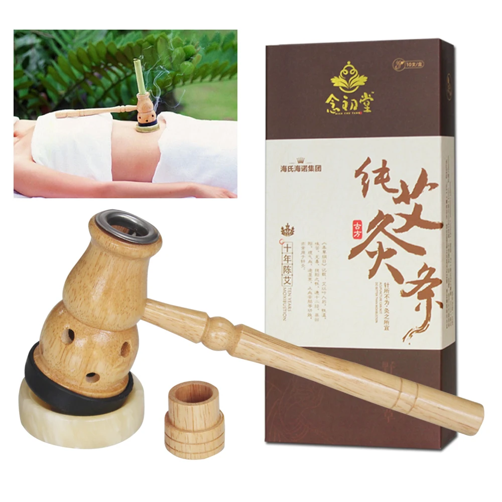 10 Pcs / Box Smokeless Moxa Rolls Chinese Roller Stick Roller Burner Moxibustion Navel Moxibustion Moxa Box Therapy Gourd