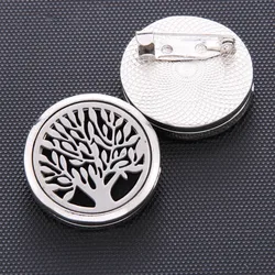 Stainless Steel Tree of life Perfume Aroma Diffuser Essential Oil Diffuser Aromatherapy Locket Brooches with 1pcs Pad