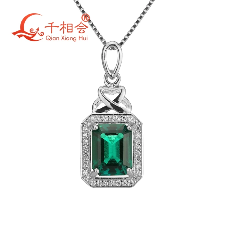 

Noble And Elegant Pendant With 925 Silver emerald cut Octagon Shape cz stone Pendant Necklace