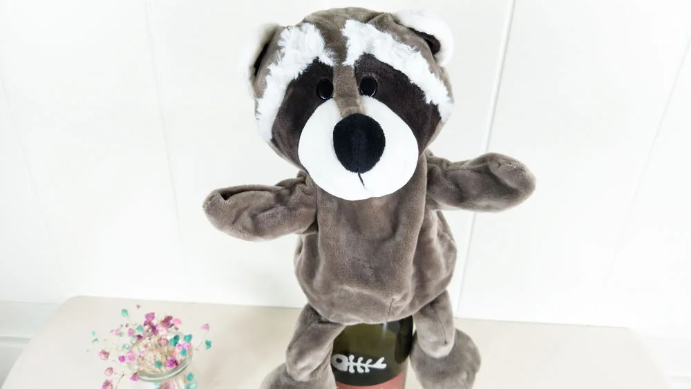 Children Gray Raccoon Animal Plush Toy Stuffed Hand Puppet