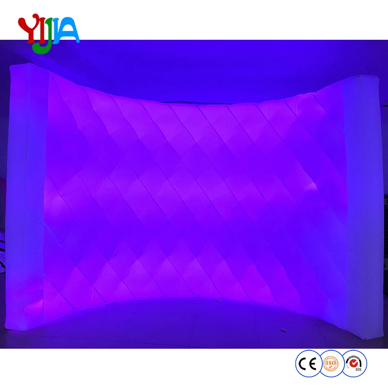 Free Shipping 10ft Long Diamond Shape Inflatable Led Photo Booth Backdrop Wall With Led Strips On The Whole Wall For Party