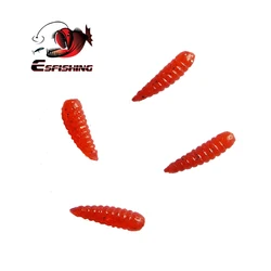 Esfishing-isca macia do verme para a pesca do gelo do inverno, isca plástica artificial para sais e perfume, 100 peças de 0, 5 polegadas
