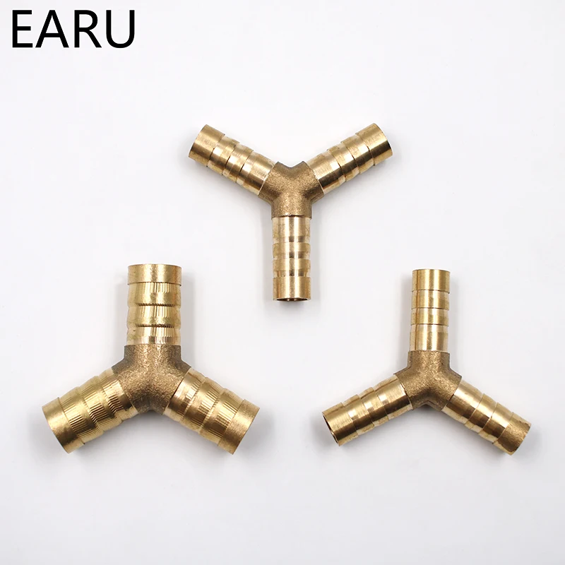 6-12mm BRASS Y type Hose Joiner Piece 3 WAY Fuel Water Air Pipe TEE CONNECTOR Pneumatic Connect Plug Socket for Air Gas Oil