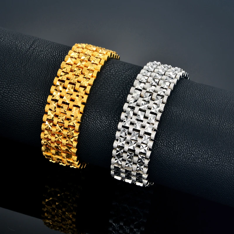 Men\'s Bracelet for Men16MM Male Gold Color Chain Link Bracelets 20CM Casual Star Link Jewelry Pulseiras Dropshipping SL789