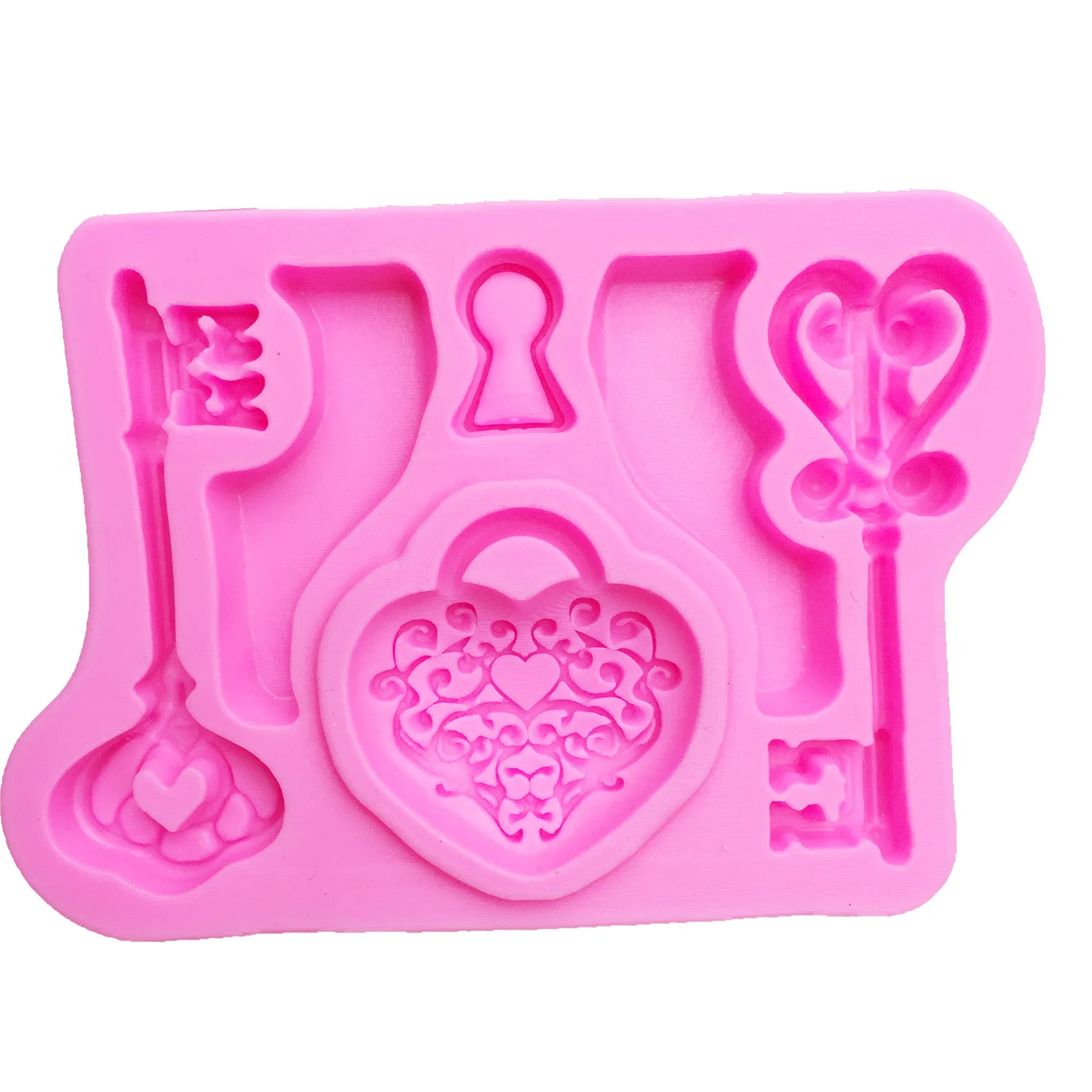 M0712 Lock silicone Love shape key fondant silicone mold for cake decorating tools cooking  Sugarcraft