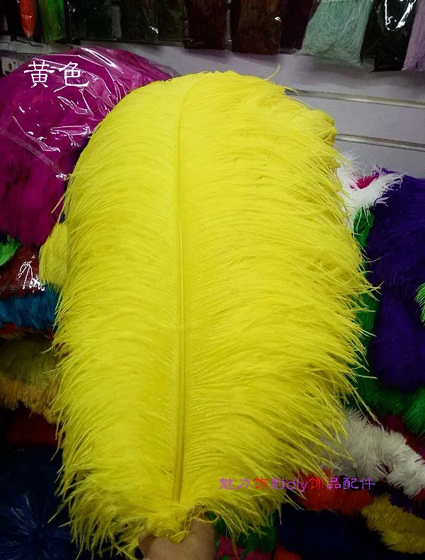 big pole ostrich feather yellow feathers 10 pcs 60-65cm / 24-26 inches natural feather for wedding decorations