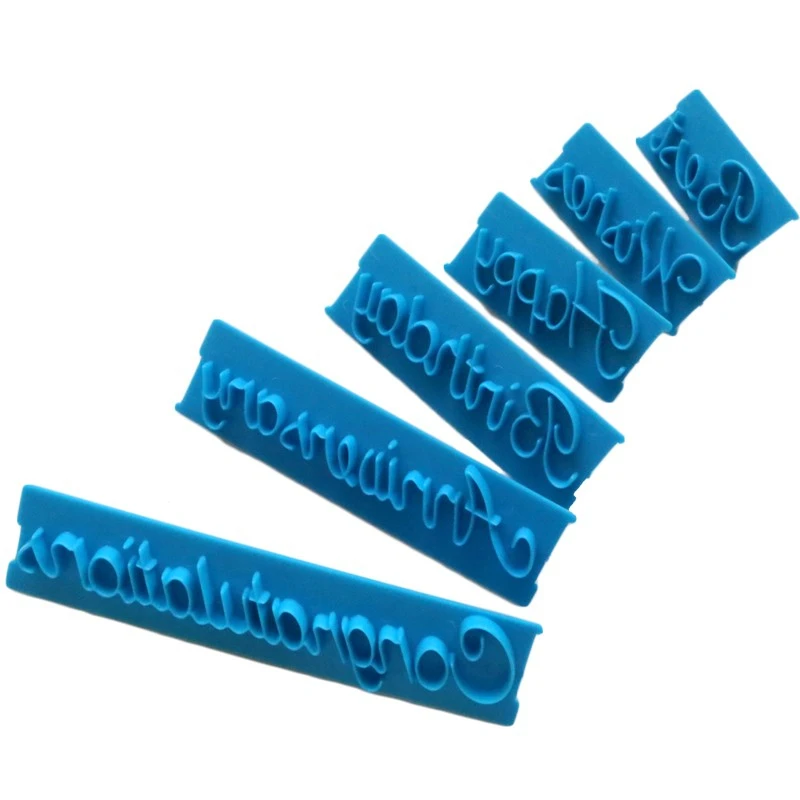 Aomily 6pcs/Set Decor Alphabet Number Letter Impress Mold Set DIY Cookie Biscuit Stamp Embosser Cutter Gift Fondant  Tool image 6