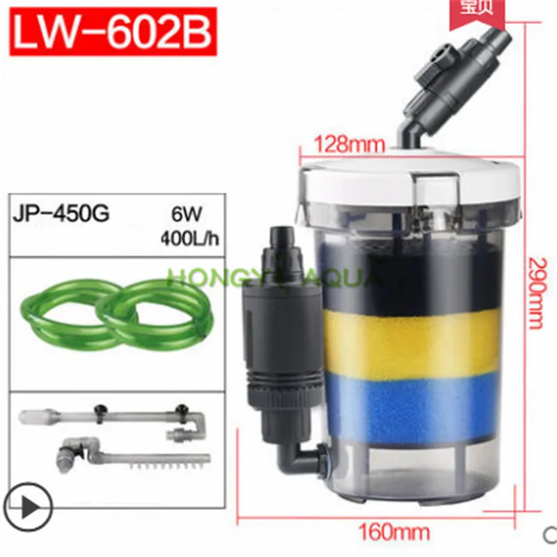 SUNSUN Transparent LW-602B/LW-603B Aquarium Pre-filter With Filter Cotton Mini Fish Tank Filter Barrel With 6W Pump