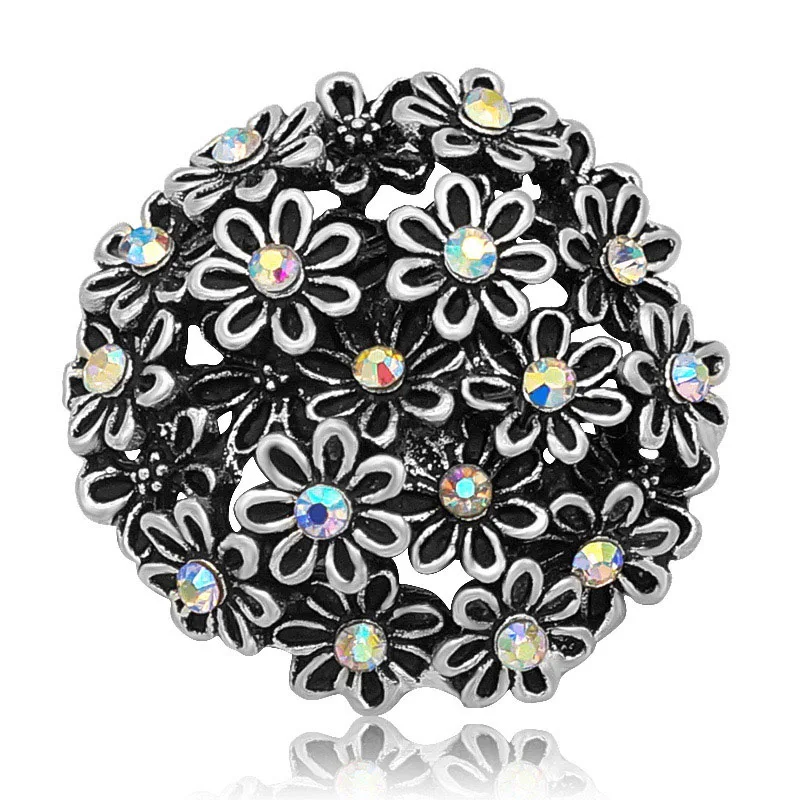 New KZ3148 Beauty colorful flowers Round 24MM snap buttons Stereo flowers fit 18mm snap bracelet jewelry wholesale