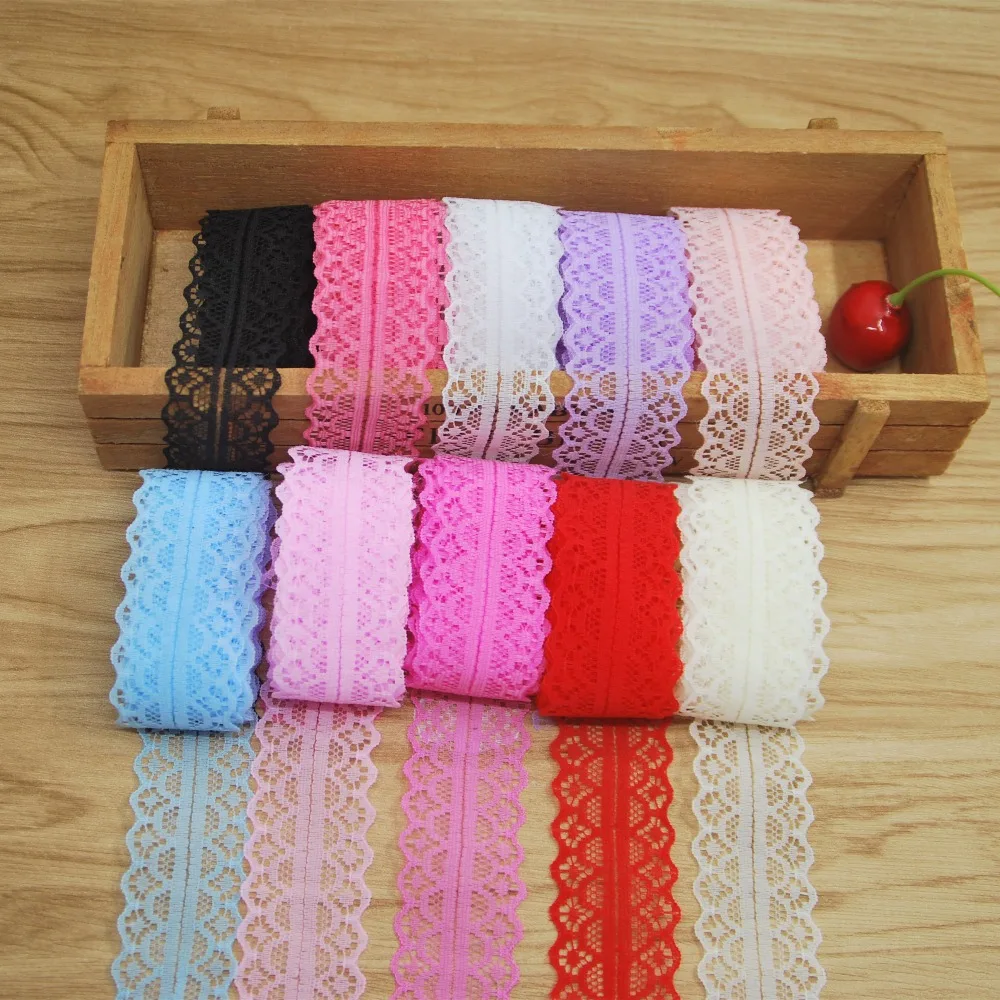30mm Colorful Polyester Lace Trim Fabric Sewing Accessories 400 Yard Ribbon for Wedding Decoration Craft Supplies  L1658-2