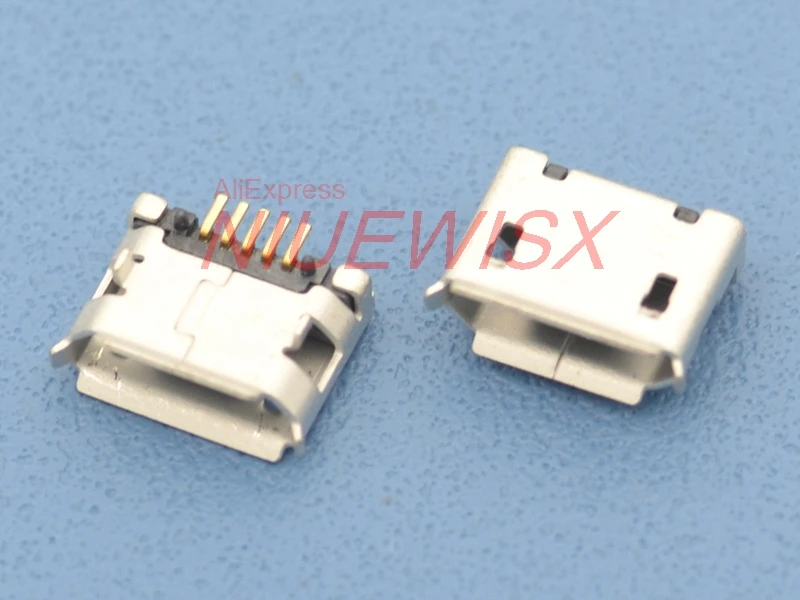 50pcs Micro USB 5pin DIP Female Connector For Mobile Phone Mini USB Charging Socket Curly Mouth High Quality
