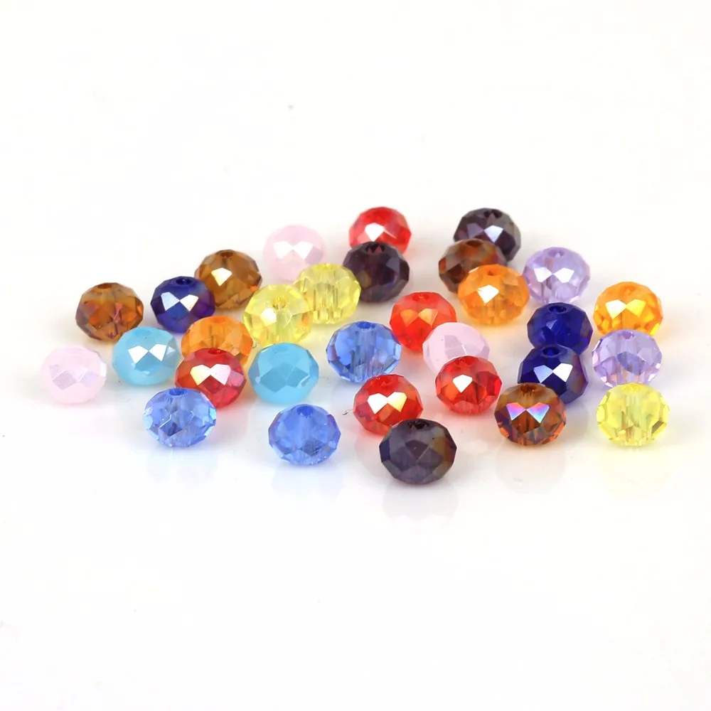 125Pcs/Lot Mix 23Colors Rondelle Faceted Beads 4mm Glass Czech Crystal Beads For Jewelry Making Loose Spacer Bead DIY Needlework