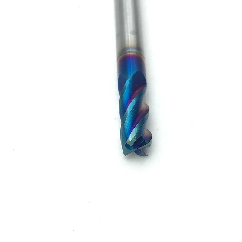 1PC 4mm End Mill HRC65 4 Flute D4*20*100 100mm Long Fattened End Mills Straight Slim Shank nACo-Blue Coated Milling Cutter