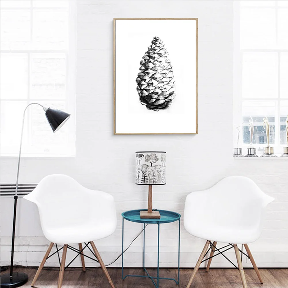 Black and White Sketch Hand Draw Pine Cone Canvas Painting Art Posters Prints Nordic Wall Pictures for Living Room Home Decor image 6