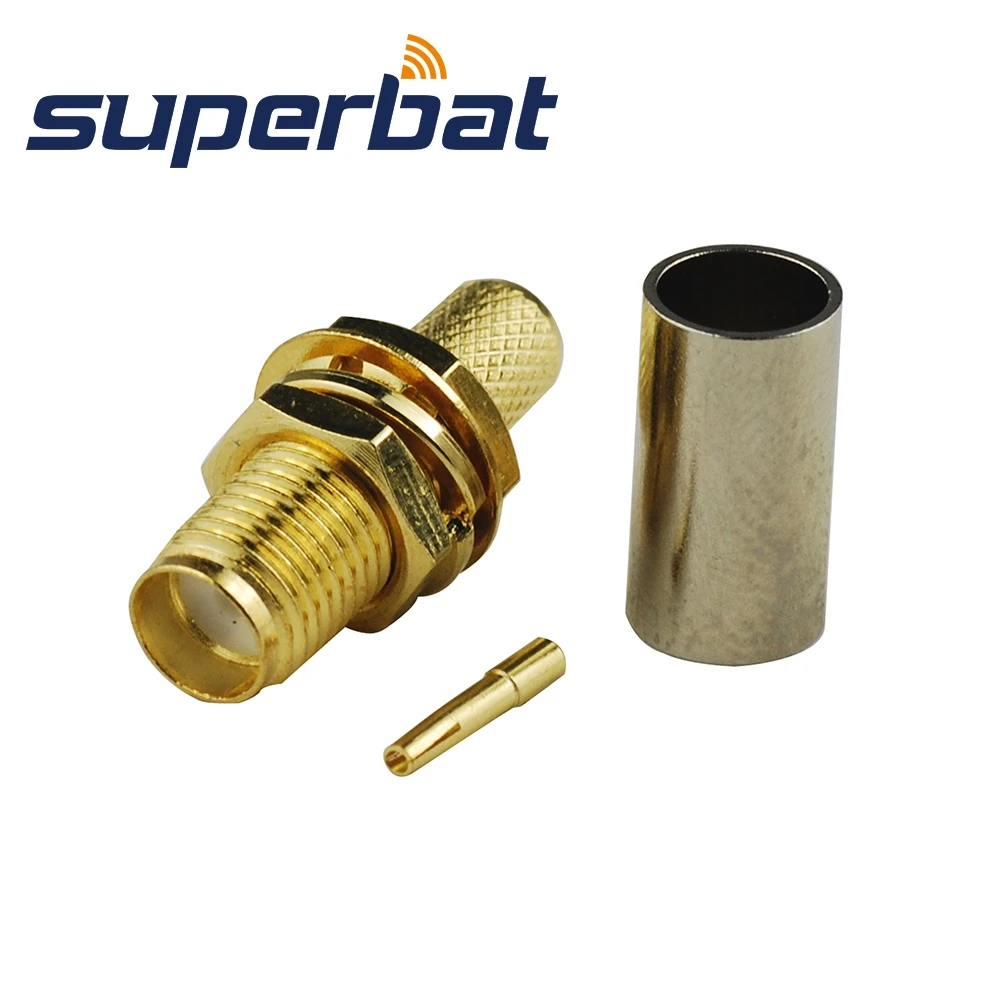 Superbat 10 pz SMA 50 Ohm Crimp femmina paratia RF connettore coassiale per cavo RG58 LMR195 RG400 RG142